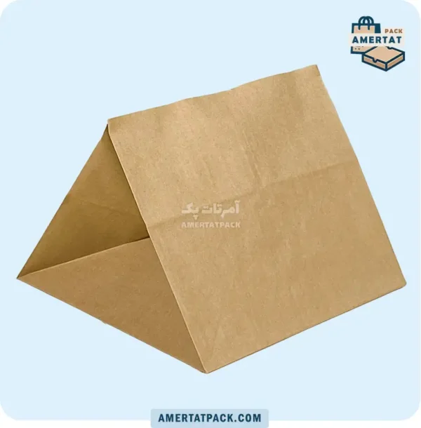 پاکت کرافت خام پیتزا خانواده کوتاه آمرتات پک از زاویه کناری، نشان‌دهنده طراحی مینیمال و کاربری آسان