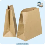 پاکت کرافت خام سوخاری کوتاه آمرتات پک از زاویه کناری، نشان‌دهنده استحکام و طراحی کاربردی