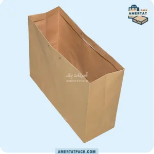 پاکت کرافت خام با جای بند آمرتات پک در حالت باز، نمایش فضای داخلی جادار برای انواع محصولات