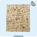 نمای نزدیک پاکت کرافت 75 گرمی چاپی پیتزا دونفره، با کیفیت چاپ بالا و بافت مقاوم