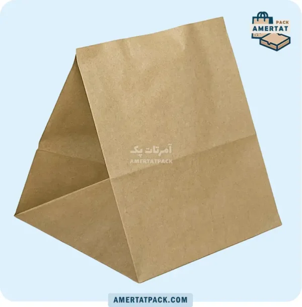 پاکت کرافت خام پیتزا دونفره آمرتات پک از زاویه کناری، نشان‌دهنده طراحی مینیمال و ابعاد مناسب