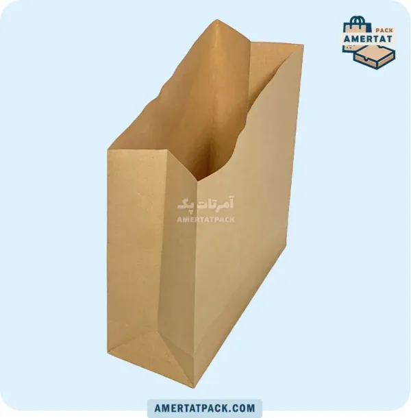 پاکت حمل ساندویچ خام آمرتات پک در حالت باز، آماده برای بسته‌بندی ساندویچ