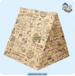 پاکت کرافت چاپی پیتزا تک نفره آمرتات پک از زاویه پشتی، نمایش ابعاد 25x24x36 سانتی‌متری