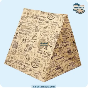 پاکت کرافت چاپی پیتزا تک نفره آمرتات پک از زاویه پشتی، نمایش ابعاد 25x24x36 سانتی‌متری